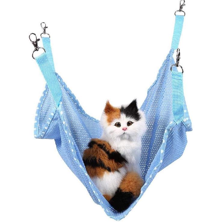 

HEEPDD Cat Cage Hammock, Summer Breathable Mesh Hanging Bed Soft Pet Rest Sleepy Pad for Cats Kitens Ferrets Rabbits Small Animals(Blue L)