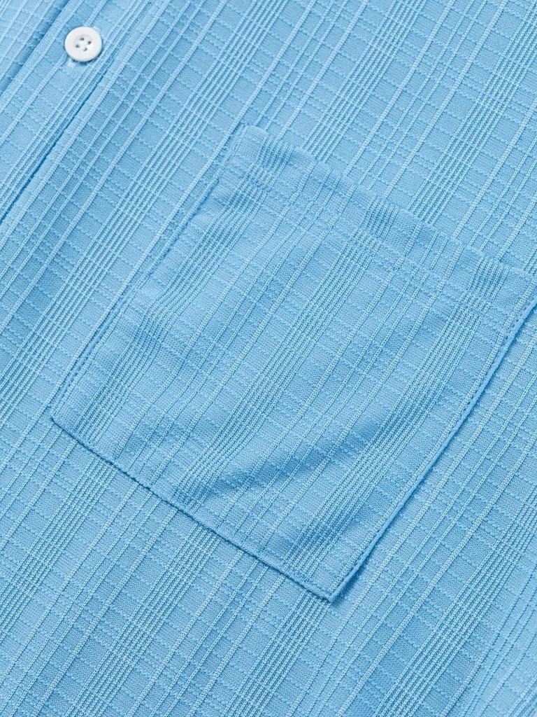 2025 Spring/Summer Men's Stand-Up Collar Short-Sleeve Henley Shirt - Loose Casual Vacation Style