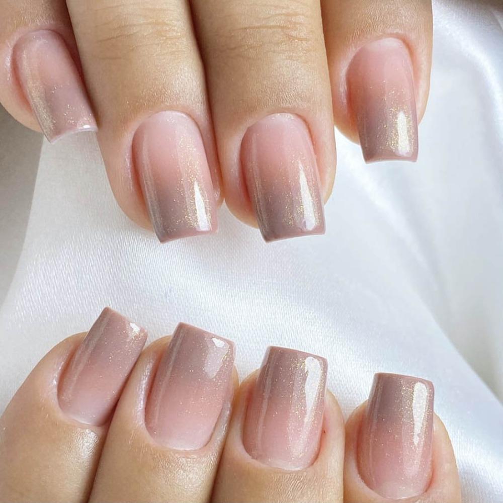 

Flash French Fake Nails Square Head Press on Nails Detachable False Nail Women 6