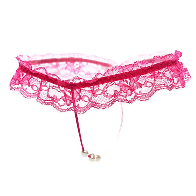 Sexy Women's Passionate Open-Crotch Seductive Pearl Thong Panty Set