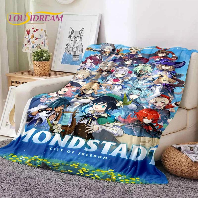 3D Cute Genshin Impact Cartoon Game Soft Blankets,Throw Blanket Comfortable Blanket for Picnic Beds Sofa Home Bedroom Kids Gifts