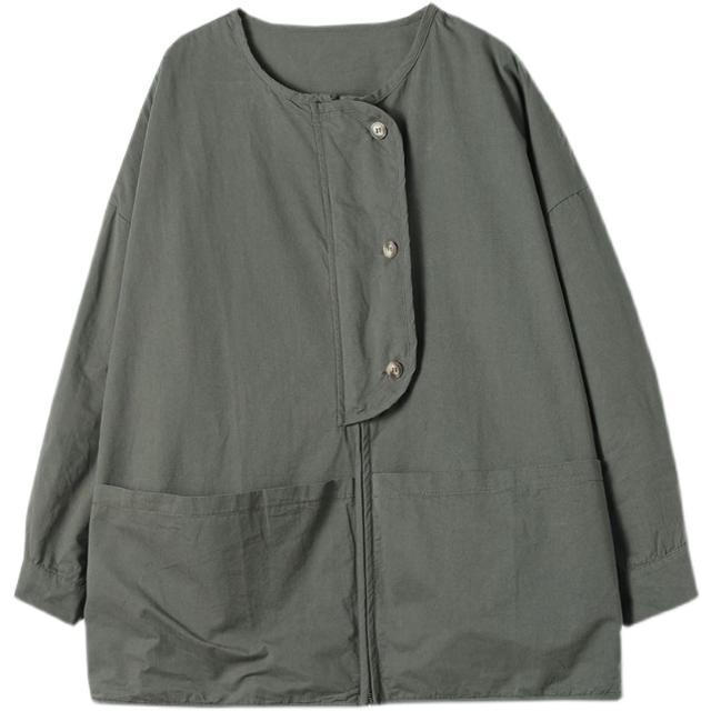 Literarische Cargo-Hemdjacke für Damen in Übergröße mit großen Taschen, locker, langärmlig, kurze Oberbekleidung für Frühling und Herbst