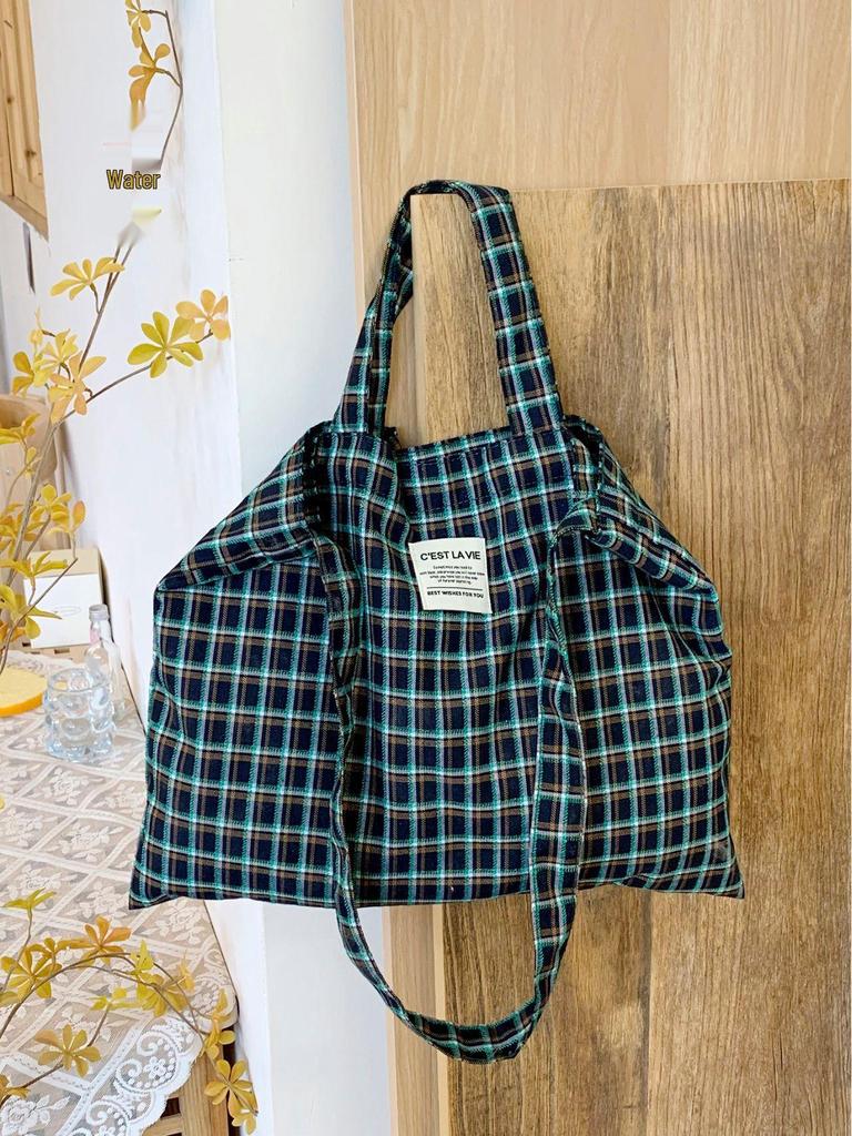 Korean Retro Plaid Women’s Crossbody Bag: Lightweight, Breathable Shoulder Tote with Large Capacity