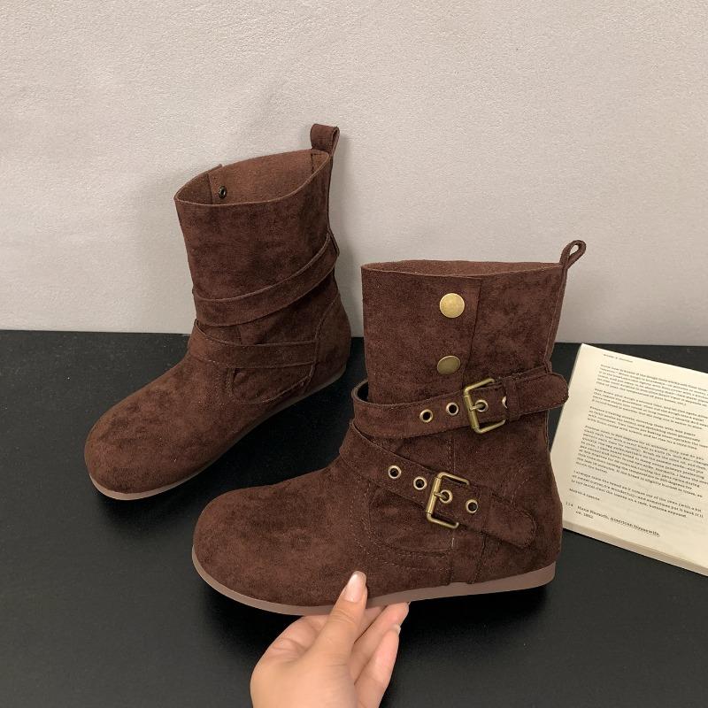 

Maillard retro belt buckle western cowboy boots women s comfortable and lightweight two-wear flat-bottomed stacked Martin boots 40 темно-коричневого