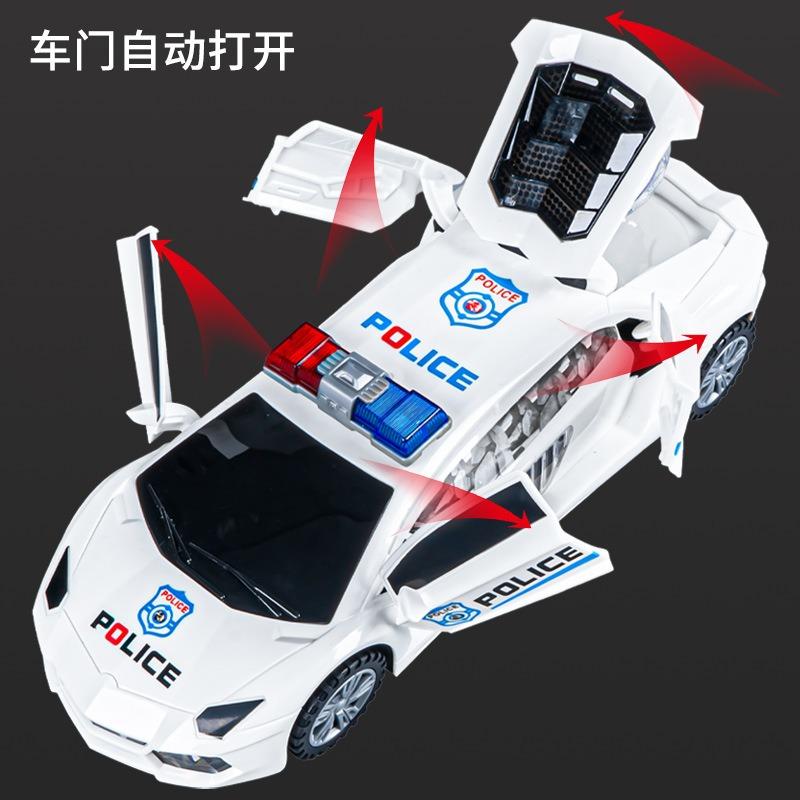 Boys Kids Deformation Rotating Universal Light Police Car Toy