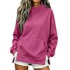 Women's High Neck Side Slit Sweatshirt Lightweight Loose Fit Long Sleeve Pullover for Fall