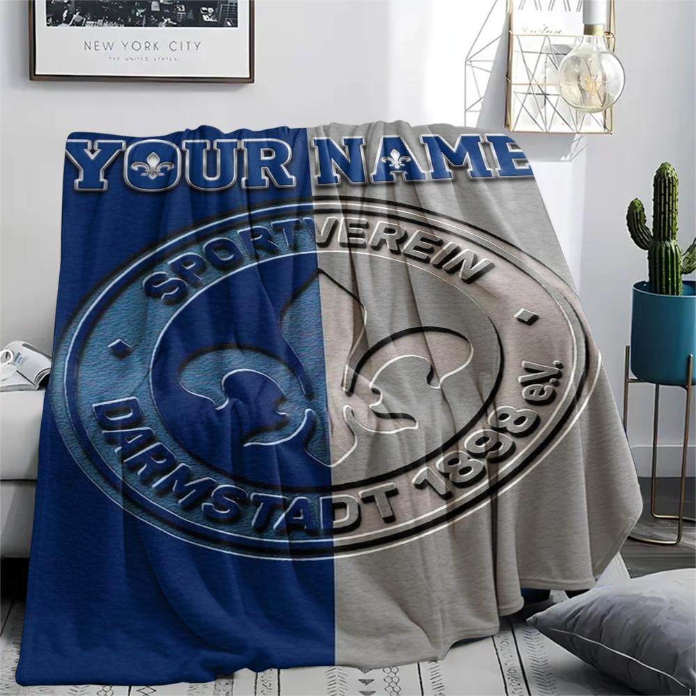 1PC Custom Name SV Darmstadt 98 Patterned Flannel Blanket Suitable For All Seasons for Home Decor Warmth and Comfort Gifts Holiday Present