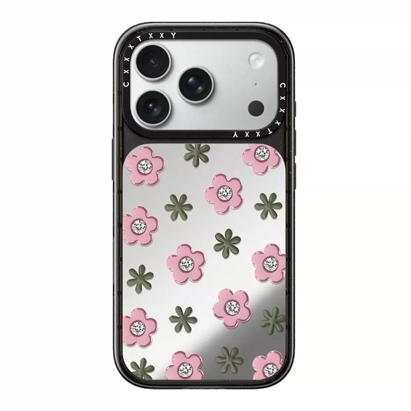 Metallic Cherry Heart Bow Phone Case IPhone 17 Pro 18 Max MagSafe Compatible Hard Shell Acrylic Cover