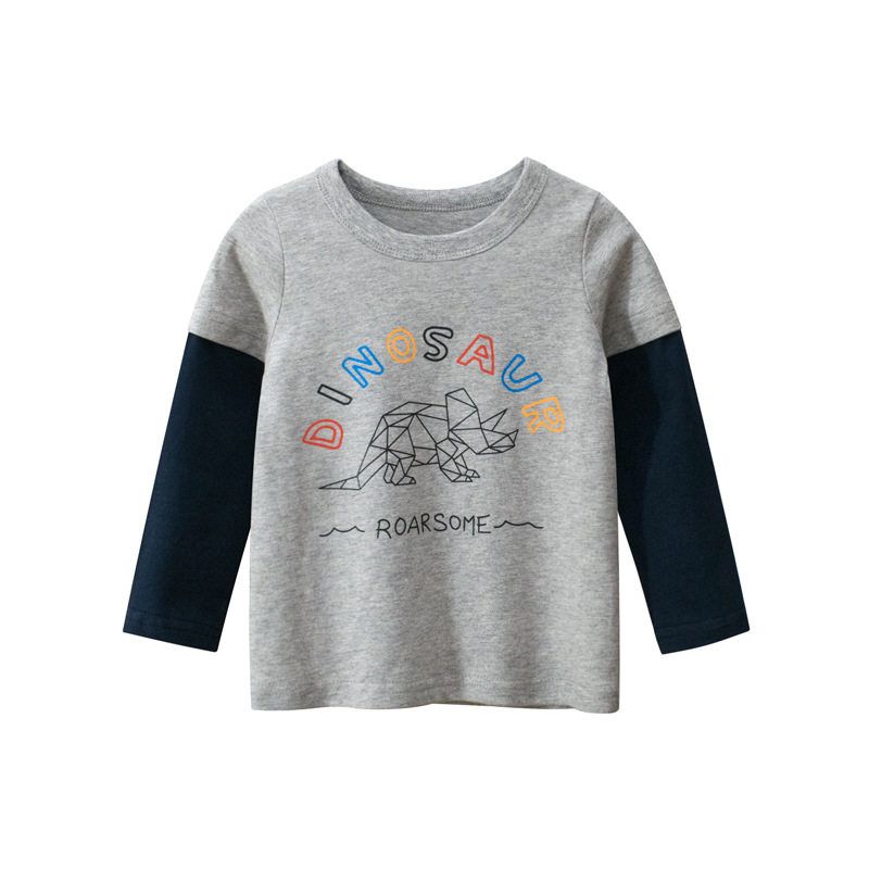 27Kids Dinosaur Baby Clothes Long-Sleeved Cotton Children s Clothes Gray 90