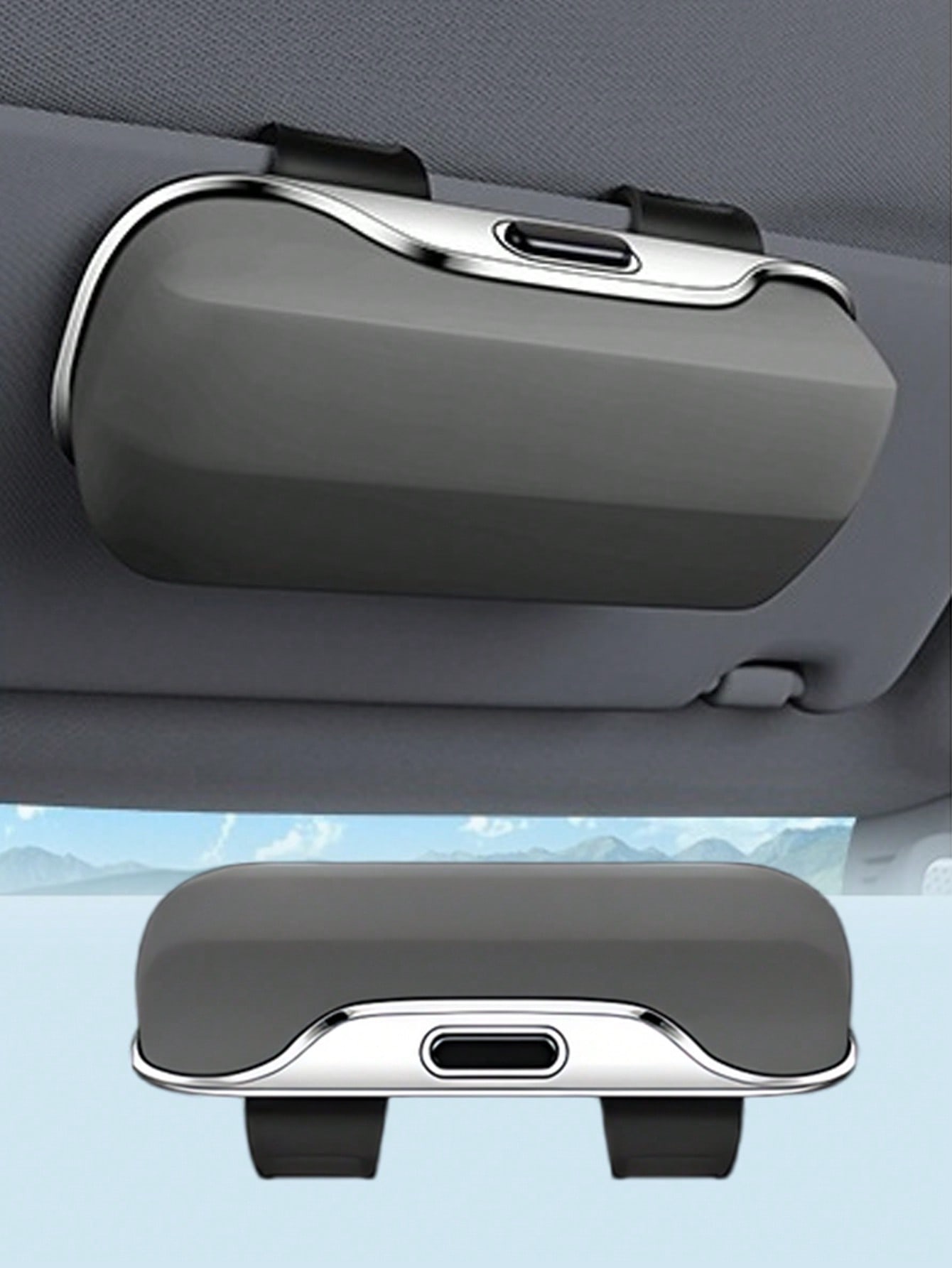 

One‑Click Car Sun Visor Storage Bag – Fully Enclosed, Dustproof & Shockproof, with Spring Clip, Fits All Vehicles серый