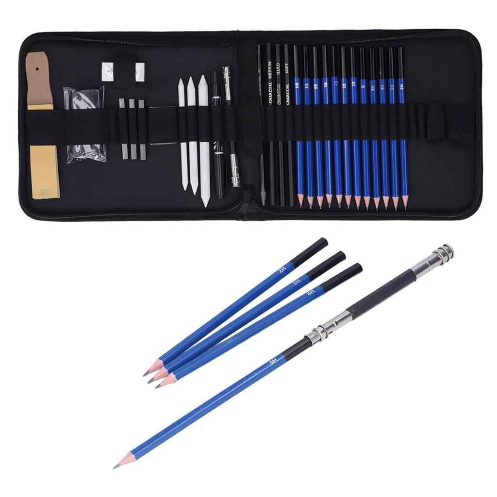 34-teiliges Zeichenstift-Set Skizzenbuch Bleistiftset Kunstbedarf für Anfänger Studenten Erwachsene