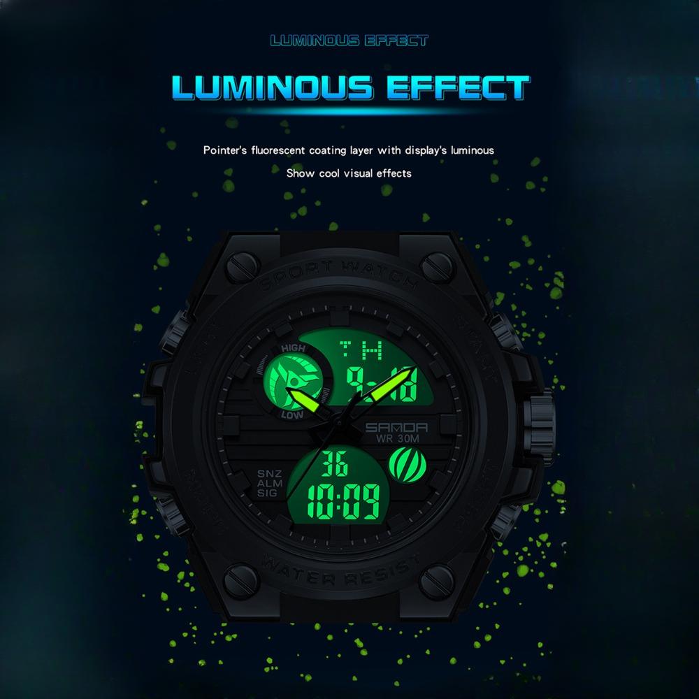 SANDA Fashion Trend Electronic Watch Multifunctional Waterproof Wristwatch