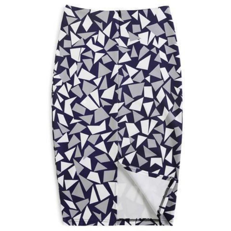 Summer Cartoon Print Elegant Pencil Skirt Women Bodycon High Waist Knee Length Skirt Female