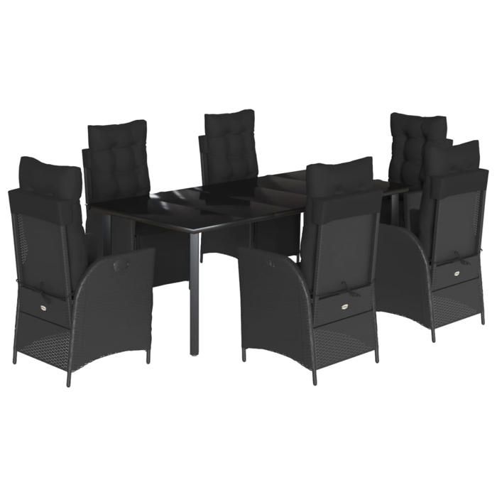 VidaXL Ensemble à Manger de Jardin avec Coussins 7 pcs, Table et Chaises avec Dossier Réglable, Meubles d'Extérieur, 3213404
