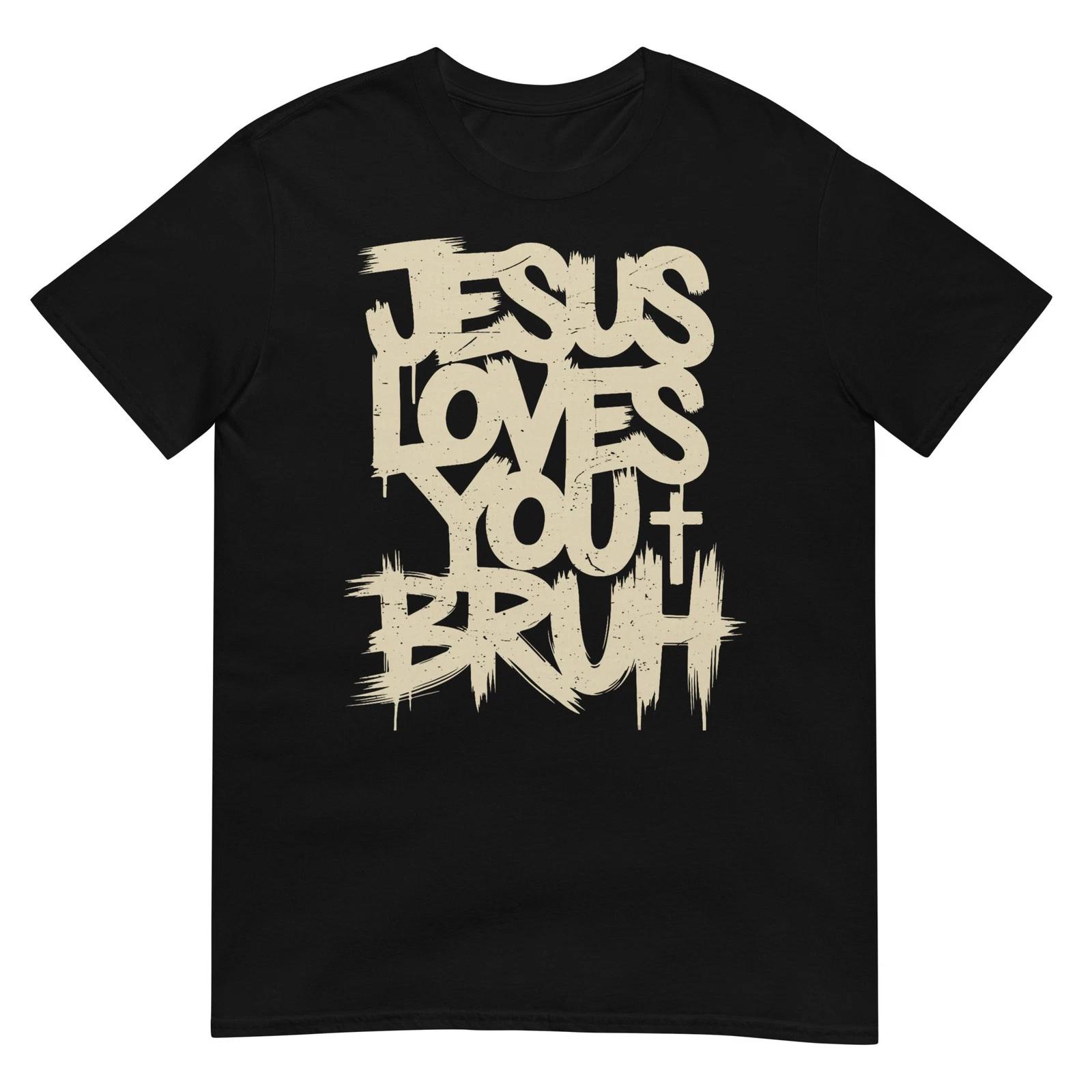 

Christian Boy Teen Jesus Loves You Bruh Funny Humorous Faith T-Shirt M
