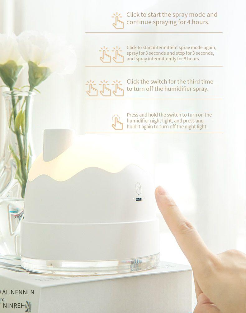Snow House Humidifier Night Light - USB Quiet Mini Cute Desktop Air Purifier, Atomizer for  Home Office &  Gift  Giving