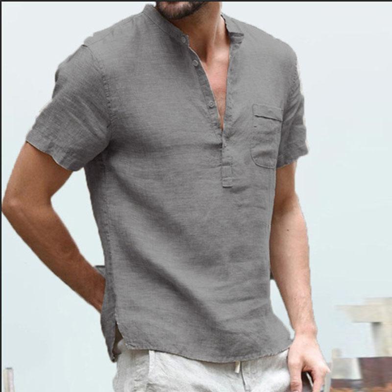 Half-collar Polo Shirt Short Sleeve T-shirt Men's Ins Loose Lapel Five-quarter Sleeve Shirt