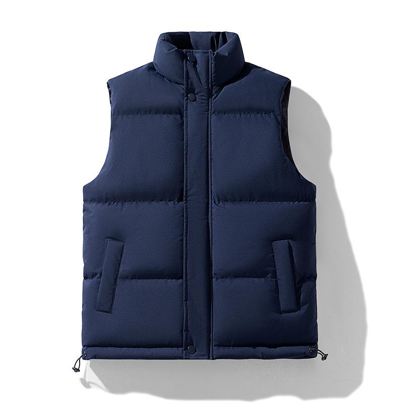 Vest Men's Solid Color Stand-up Collar Thickened Down Padded Jacket Winter Vest Sleeveless Men's Vest