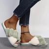 High Fashion Mix Color Fur Slippers Women Autumn Winter 2025 Soft Sole Long Plush Indoor Outdoor Slides Shoes Women Fluffy Cozy