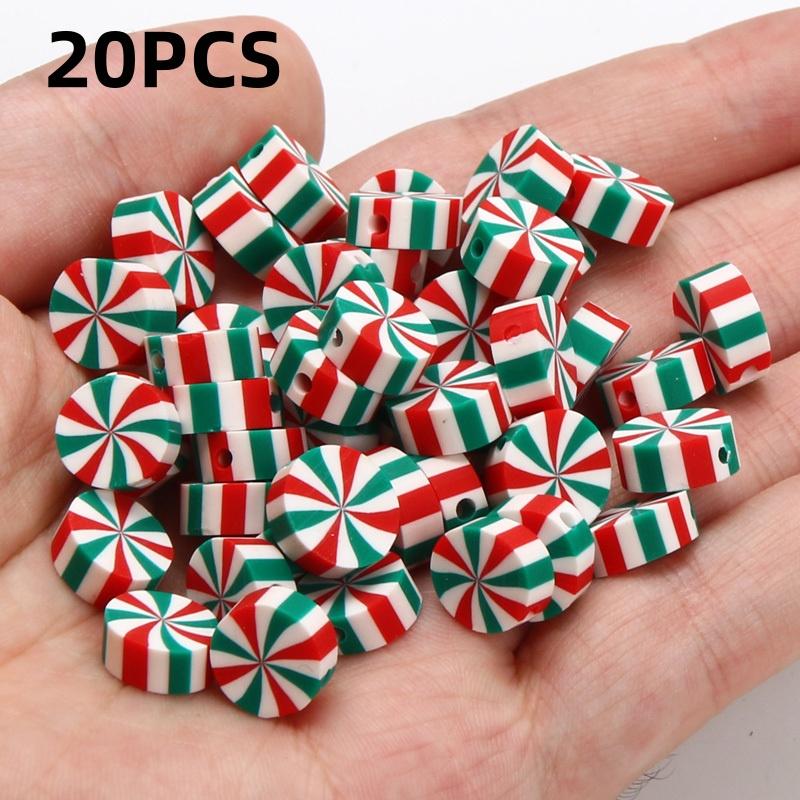 

25/50 piece plastic candy jar and mint slice decoration set - DIY white striped hanging decorations in red and green, suitable f