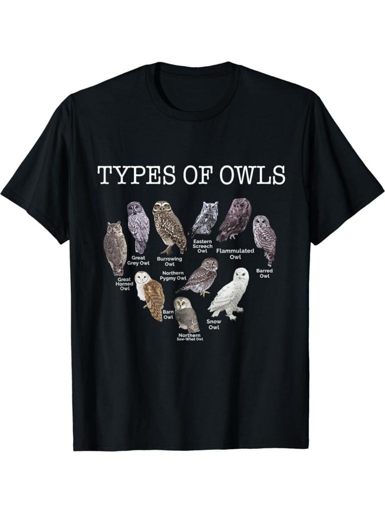 NEW LIMITED Types of Owls Cute Owl Lover Gift Men Women Premium TShirt Casual Style Regular Fit Allseason Crew Neck Slight Stretch Fabric.Comfortable