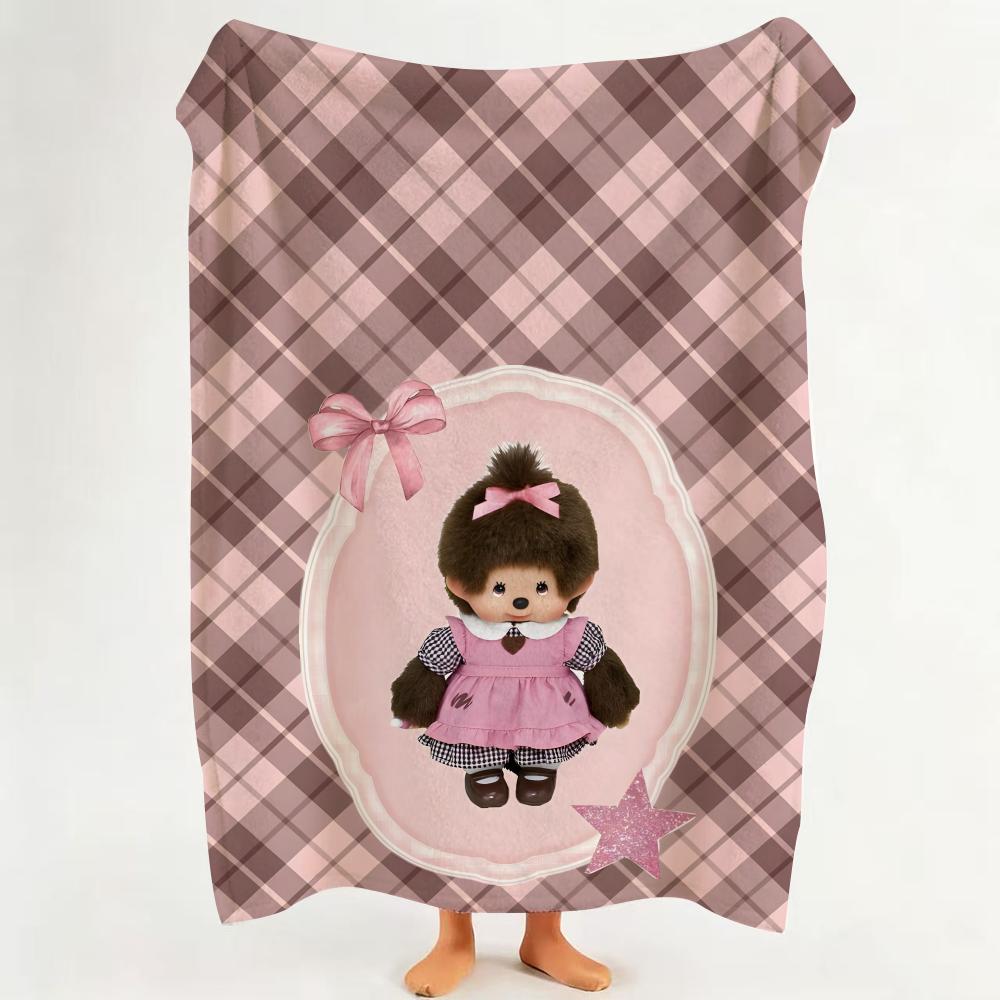 Character M Monchhichi Throw Flannel Throw Blanket Suitable for Sofa Living Room Bedroom 75cmx90cm