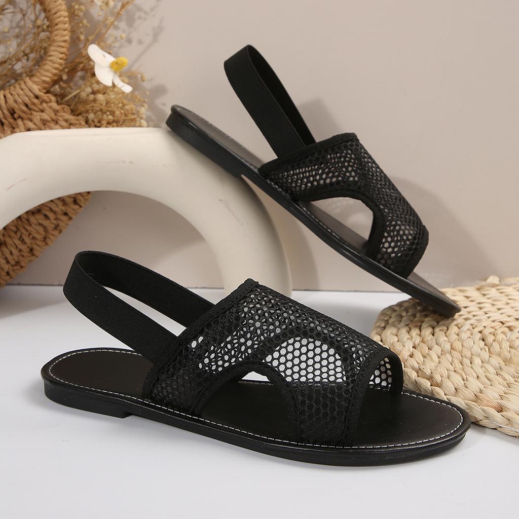 Spring And Summer New Large-Size Mesh Sandals Women'S Summer Breathable Mesh Flat-Bottomed Casual Sandals