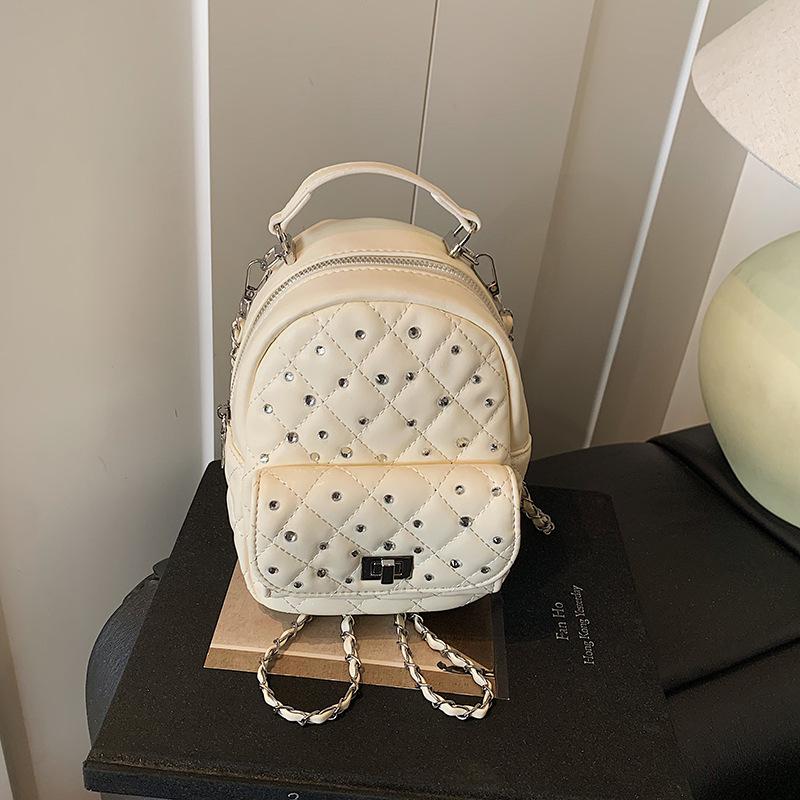 Fashion portable small bag women's 2025 new diamond-encrusted diamond chain bag casual backpack women