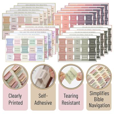 5 Sheet Bible Index Label Sticker Bookmark Stickers Large Print Laminated Bible Self-adhesive Paper Book Tabs for Study Reading