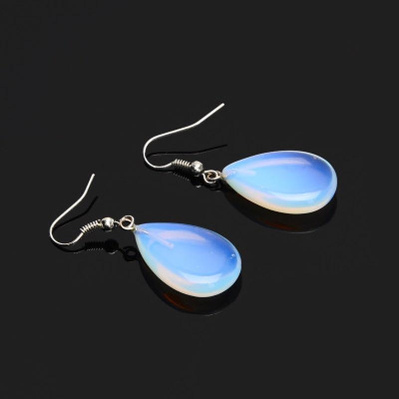 1pair Imitation  stone earrings trade all match simple Opal egg white transparent drop Dangle Earrin