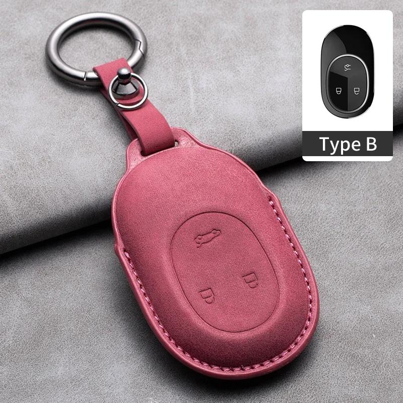For Nio Et7 Et5 For Weilai Nio Ec6 Et7 Es6 Es8 Leather Car Remote Key Case Cover Protector Keychain