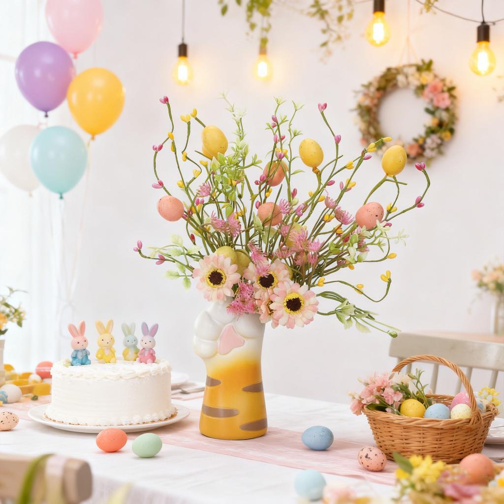 Easter Tree Ornament Realistic Easter Egg Decoration Decorative Flower Branch Non-Toxic Simulated Flower Stems For Floral Vase
