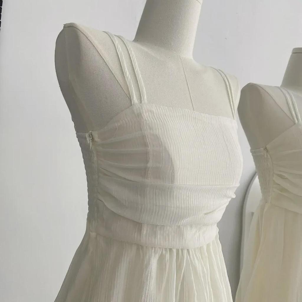 Damen Sommer 2024 Französischer Palaststil Slim Trägerkleid - Süß, Elegant und Lang.