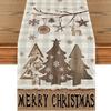 Festive Snowman Christmas Tree Table Runner Home Kitchen Dining Tablecloth for Party Decoration