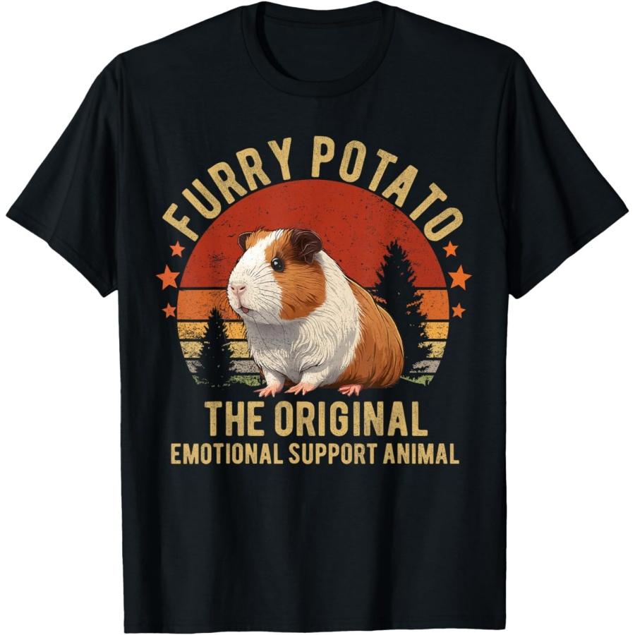 Ретро Футболка с Морской свинкой Пушистый Картофель Винтажная Смешная Футболка с Морской свинкой S