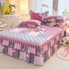 3pcs Bed Skirt Set Solid Color Quilted Thickened Lace Decoration Includes 1 Bed Skirt + 2 Pillowcases Suitable for Home And Hotel