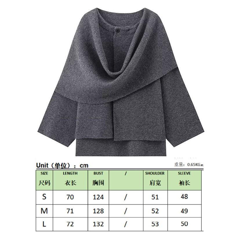 Womens Knit Wrap Scarf Coat Oversized Asymmetrical Long Sleeve Streetwear Cardigan Jacket