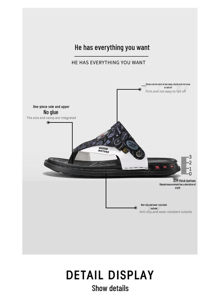 Men's Summer Dual-Use Non-Slip Korean Style Casual Beach Sandals