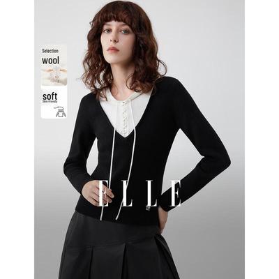 Women's Color-block Hooded Lambswool Knit Sweater