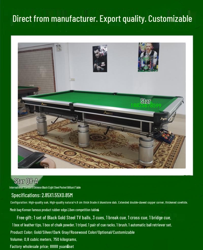 Xinqiu Star Standard Russian Billiard Table - Adult Commercial Use