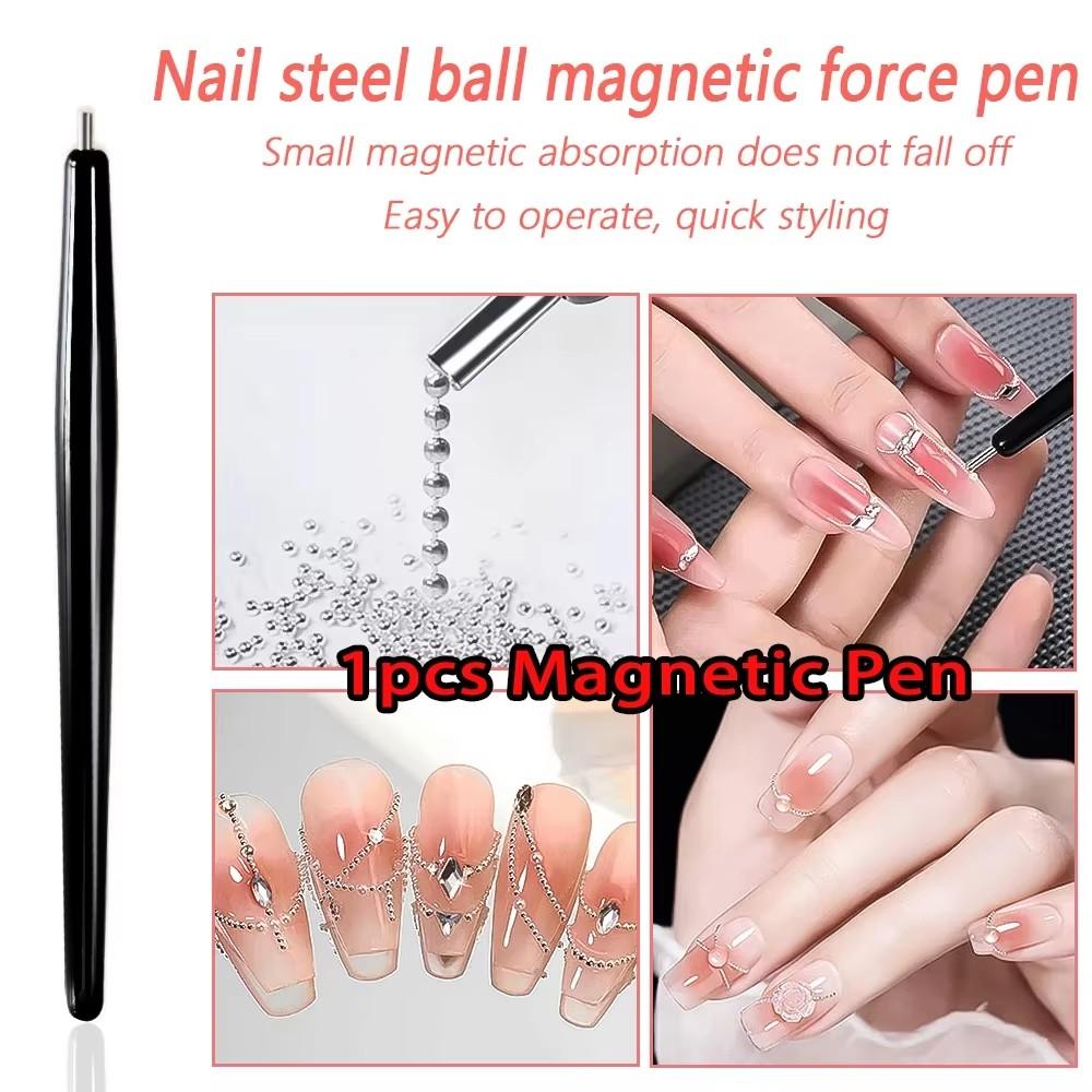 

12Grids Мини-икорные бусины для ногтей Украшения для ногтей Металлические золотые/серебряные микрошарики для ногтей Магнитная ручка 0,5~3 мм Шариковые украшения для ногтей