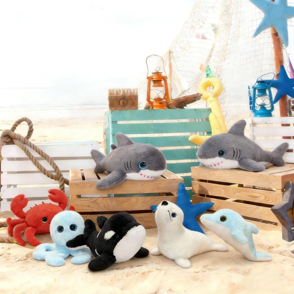 6Pcs Sea Animal Plush Toys Ocean Stuffed Animals 10'' Plush Whale Shark Turtle Seal Orca Octopus Party Favors Classroom Gifts
