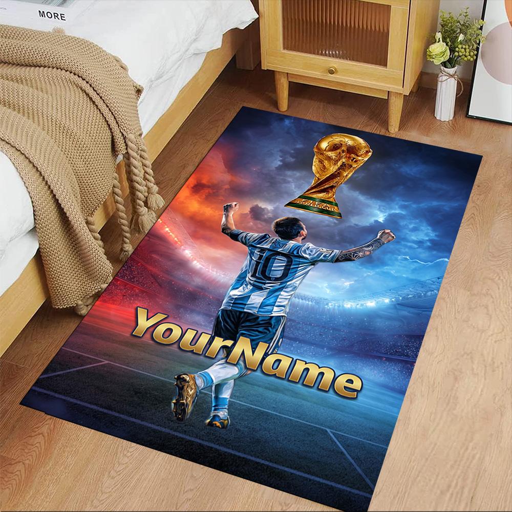 Messi Customize Your Name Carpet Design for Bedrooms Decorate room Outdoor Game Room Antislip Carpet Anime Office Decor Wedding Party Gift