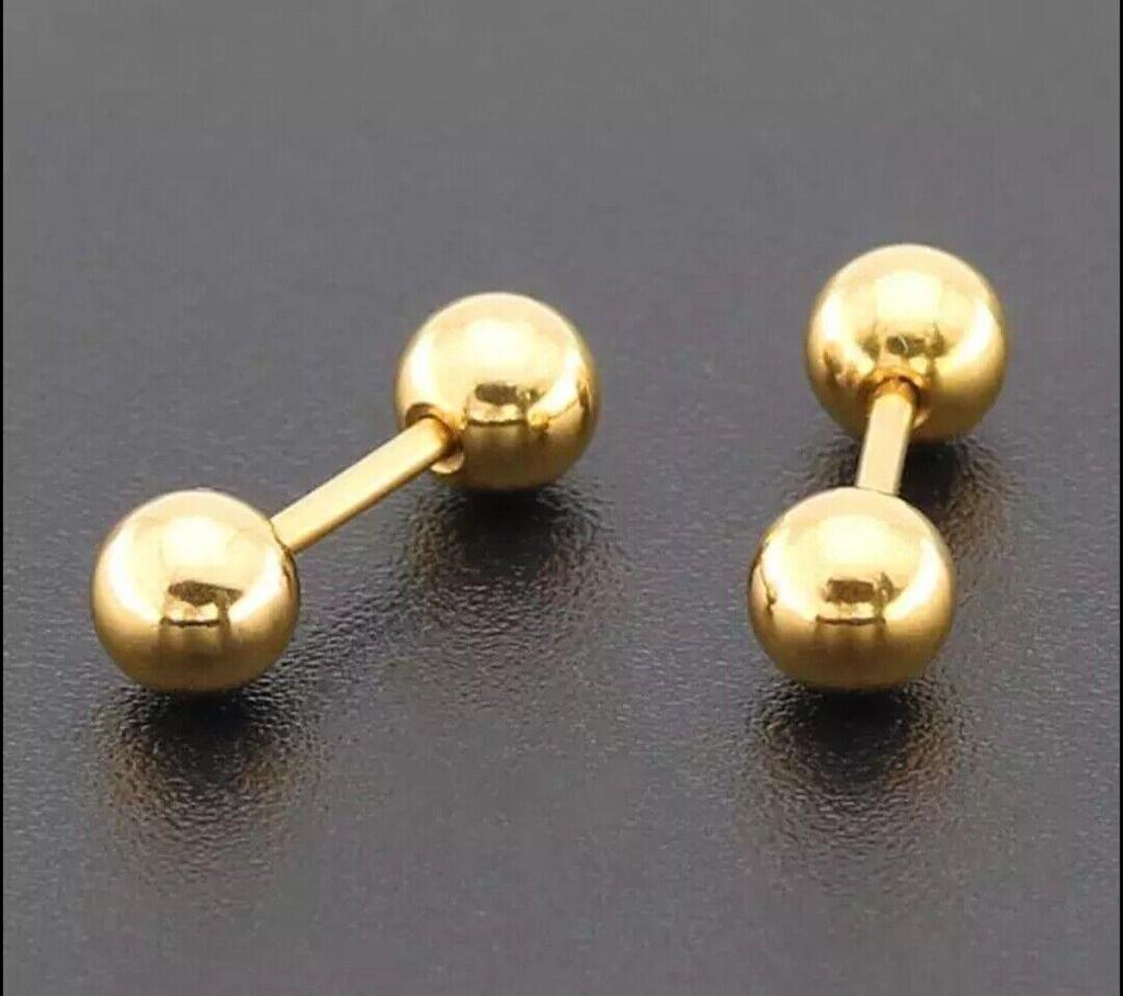 New Bean Smooth Round Ball Candy Color Unisex Titanium Steel Couple Earrings