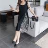 Summer Stylish Gauze Patchwork Dresses Asymmetrical Women's Clothing Elegant Square Collar Vintage Broken Flowers Midi Dress New