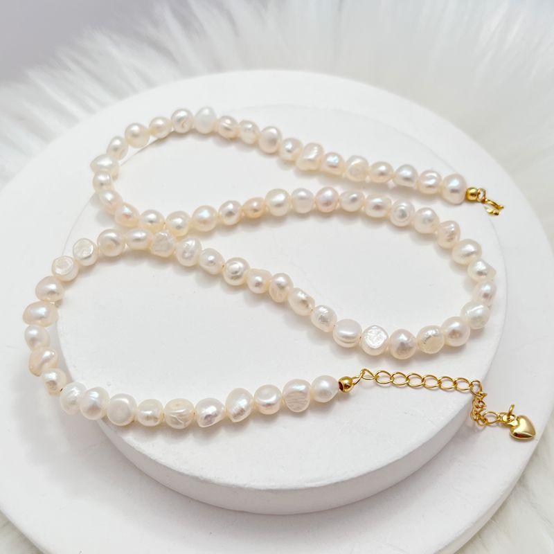 Barocker Süßwasserperlen-Choker - französischer Chic, elegant, minimalistisch, Alltagsstil
