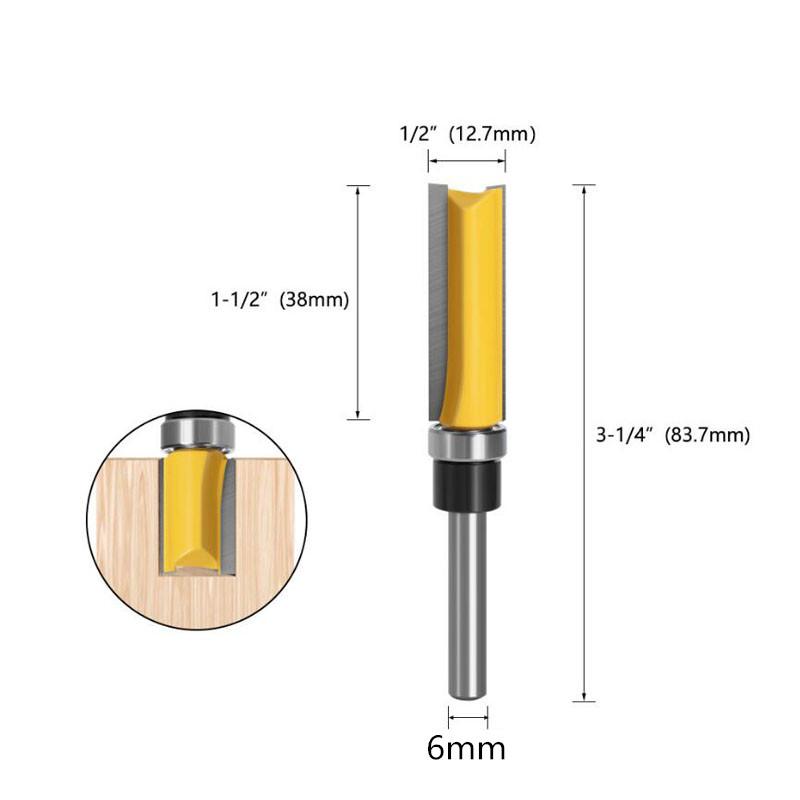 

1/3/4 шт. 6 мм фреза с хвостовиком фрезы с двумя лезвиями для обрезки деревообрабатывающей фрезы 6*12.7*38 жёлтый