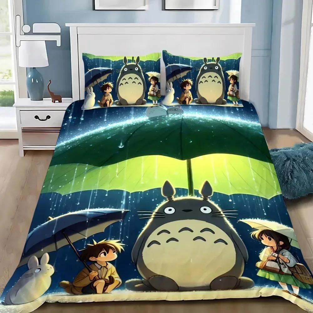 Set Copripiumino Kawaii Coperta Cuscini Giappone Anime Il Mio Vicino Set Biancheria da Letto Matrimoniale King Completo Copripiumino