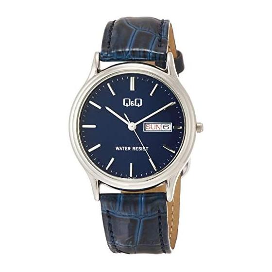 [Citizen QQ] Watch Analog Waterproof Date Day of the Week Leather Strap A204-302 Men s Navy