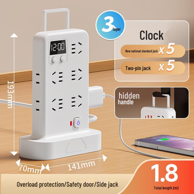 Multi-functional Vertical USB Power Strip with Night Light
